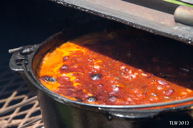 The beans 45 minutes into the smoking.