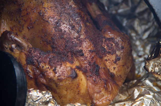 The chicken is almost done at 3 hours.