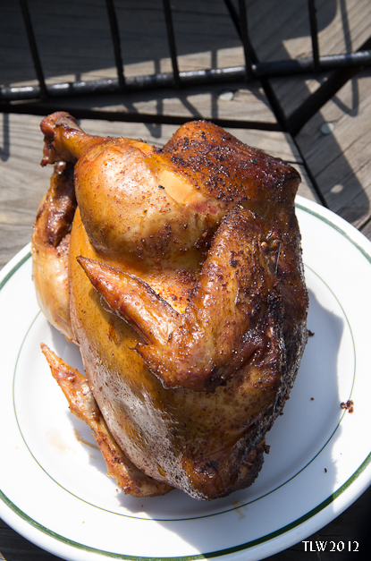 Free range chicken after 4.5 hours of smoking. Ready to eat!