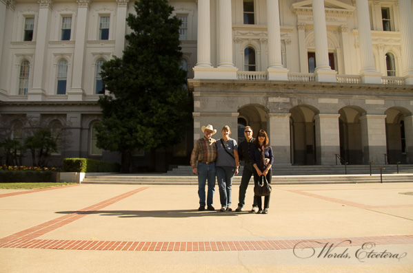 Here we are on the steps of the Capital in Sacramento, CA with the wonderful friends we stay with near Sacramento.